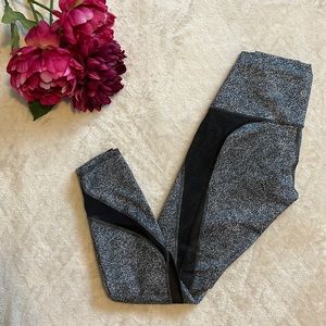 {Lululemon} black and white leggings with mesh panels